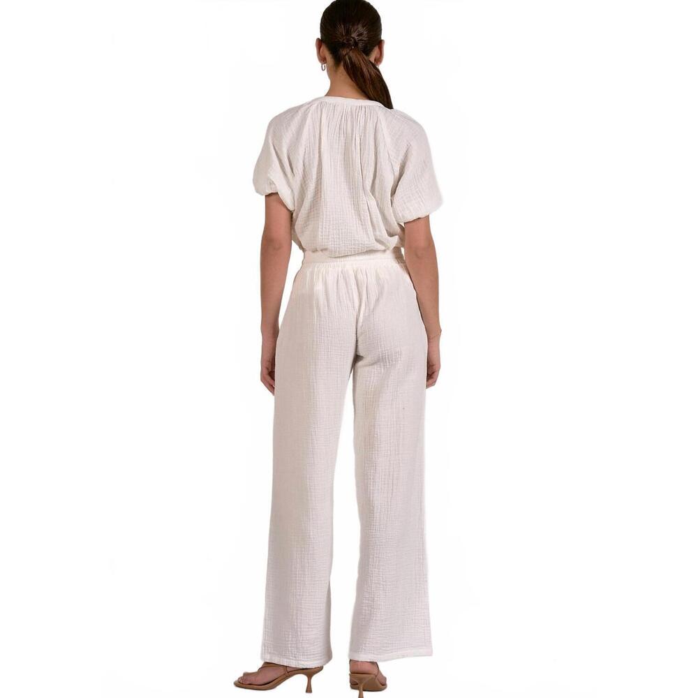 NEW ELAN gauze smocked pants in white - Picture 4 of 4